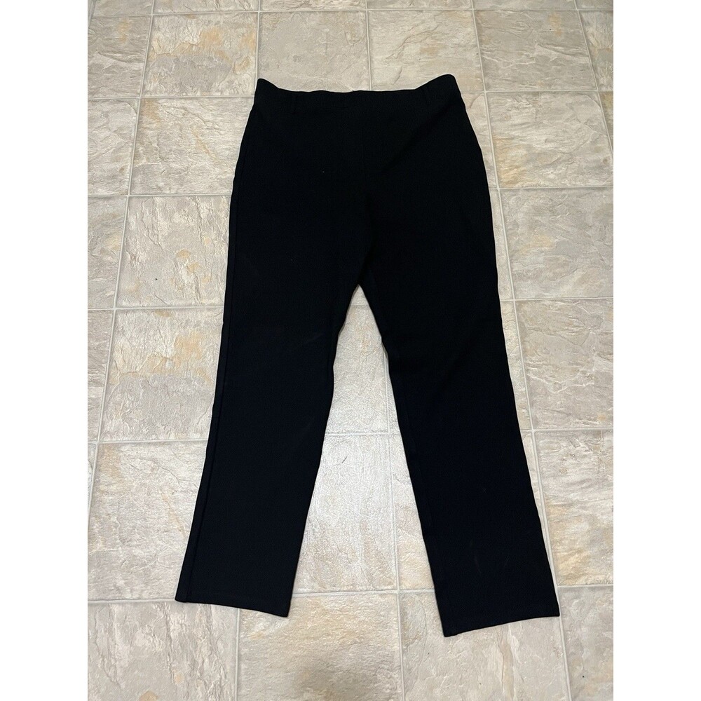 Quince Ultra Stretch Ponte Straight Leg Pants Womens Large Petite Black Pull On